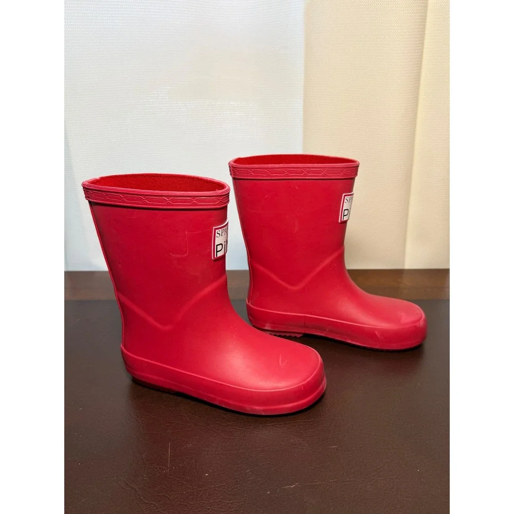 Sparkle in Pink Kids Pink Rubber Rain Boots Waterproof Puddle Jumpers Size 9